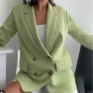 Aritzia Wilfred Pistachio Green Double Breasted Cherrelle Blazer Size s